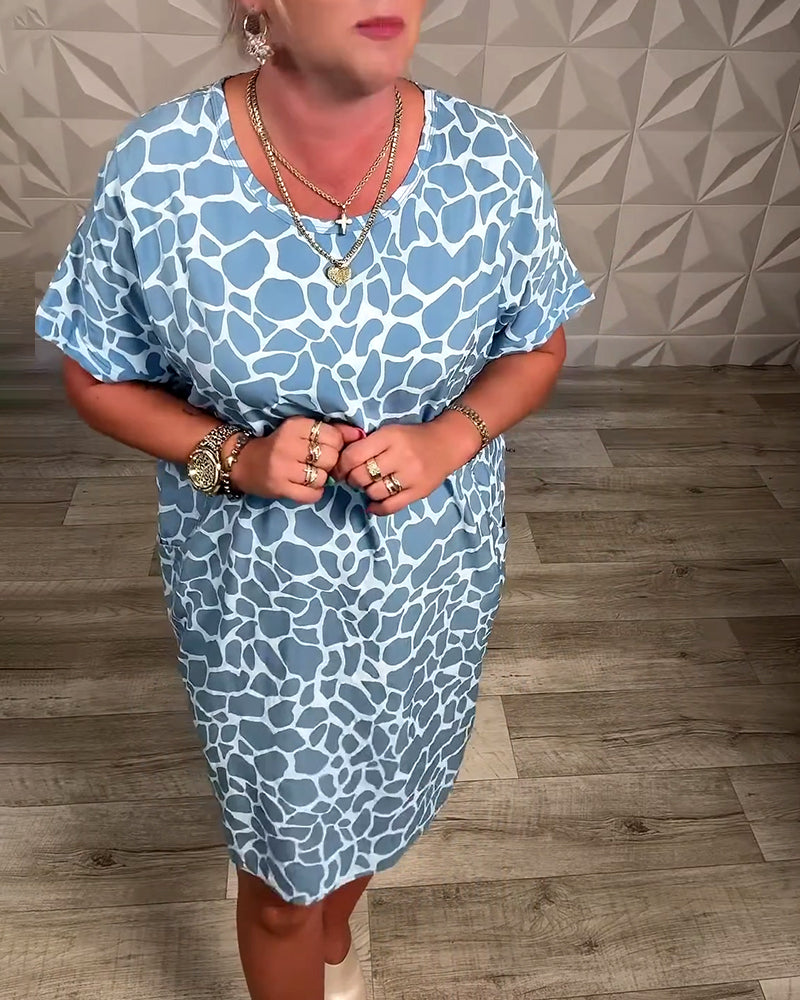 Casual Printed Round Neck Dress
