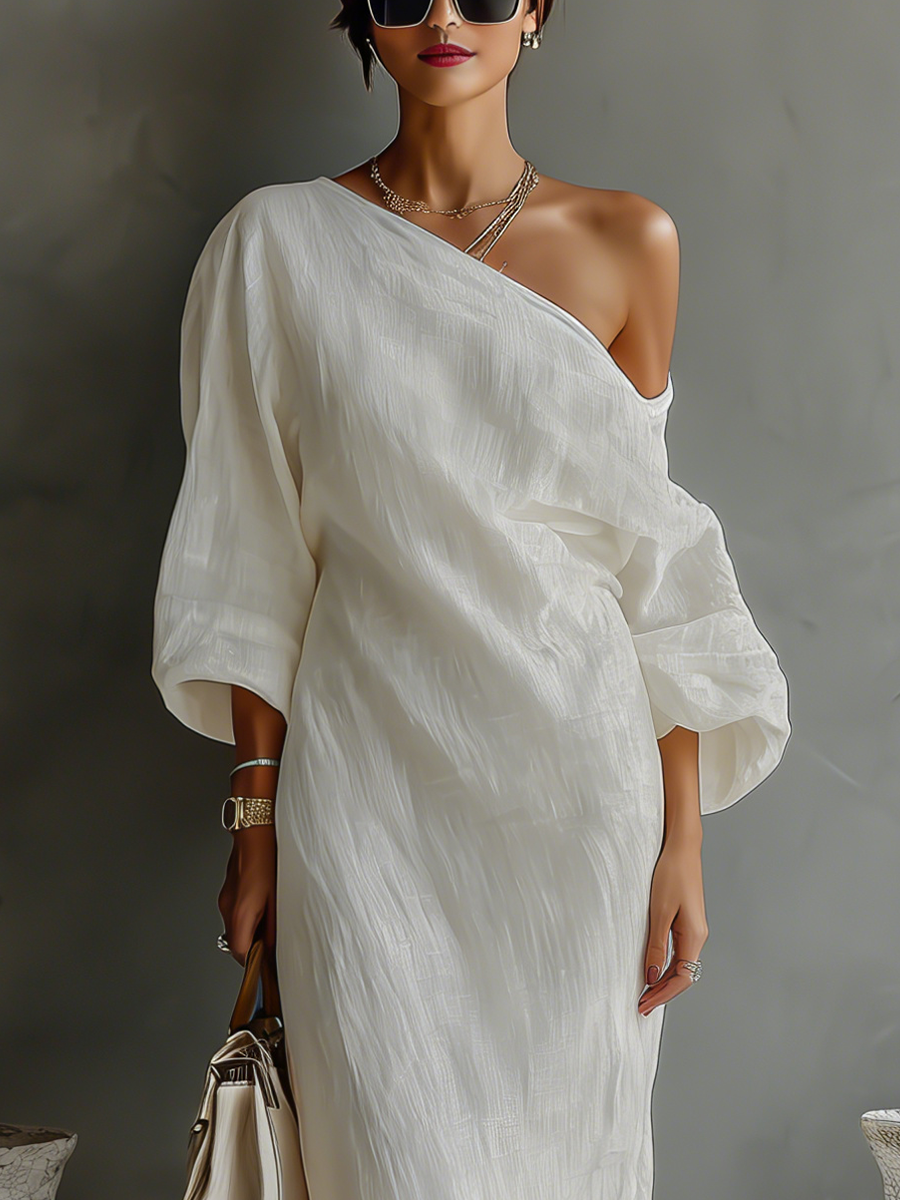 Ivory Linen Strapless Dress