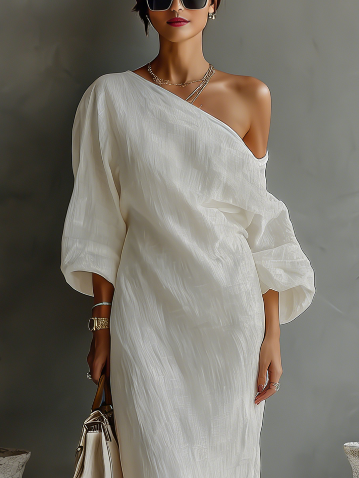 Ivory Linen Strapless Dress