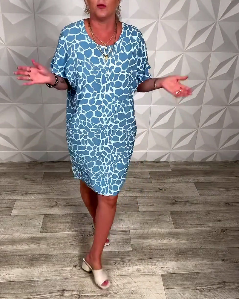 Casual Printed Round Neck Dress