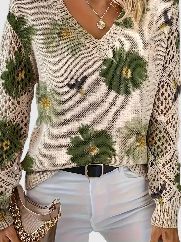 Maelynn™ – Floral Sweater for Timeless Elegance