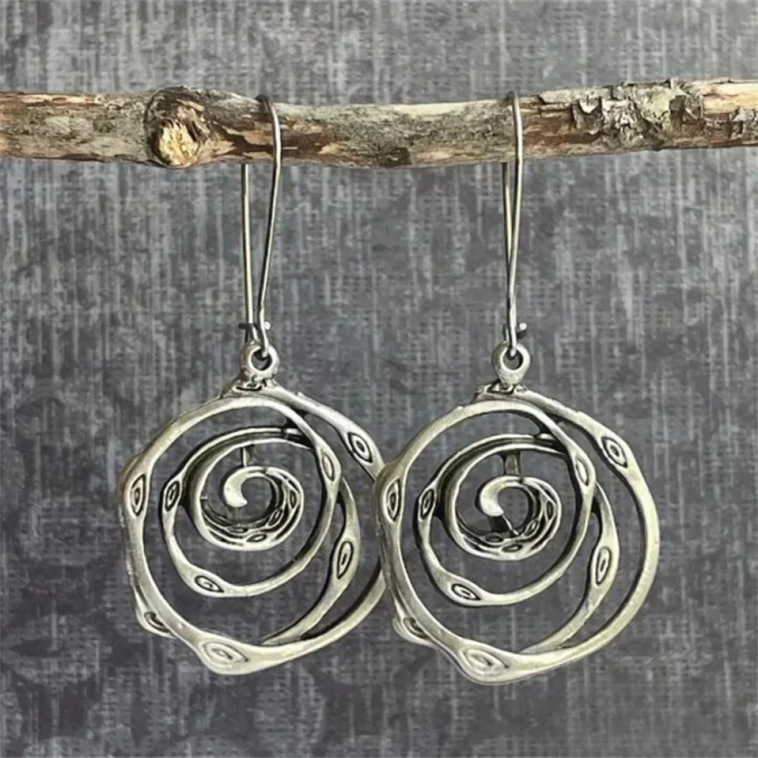 Labyrinth silver hoop earrings