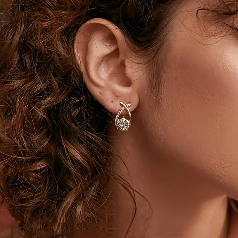 Gold cross and zirconia earrings