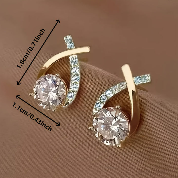 Gold cross and zirconia earrings