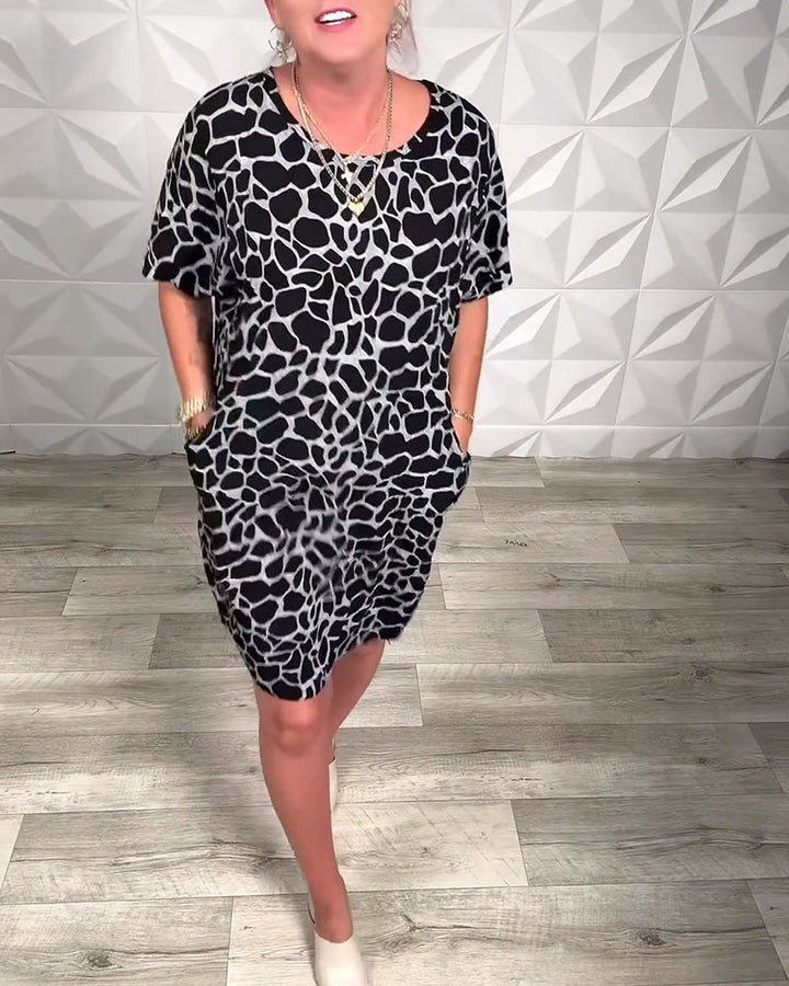 Casual Printed Round Neck Dress