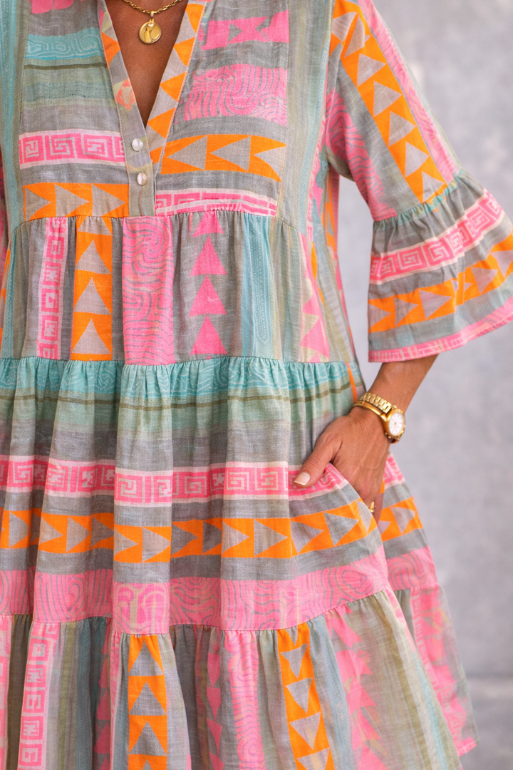 Elena | Patterned Flowing Midi Dress