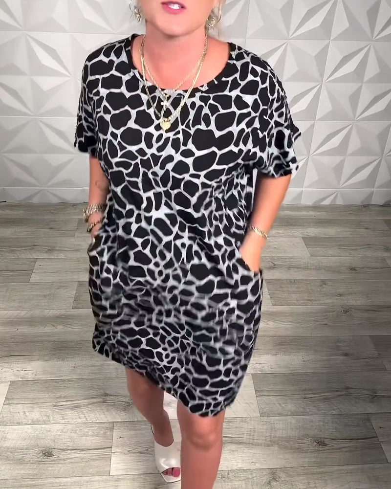 Casual Printed Round Neck Dress