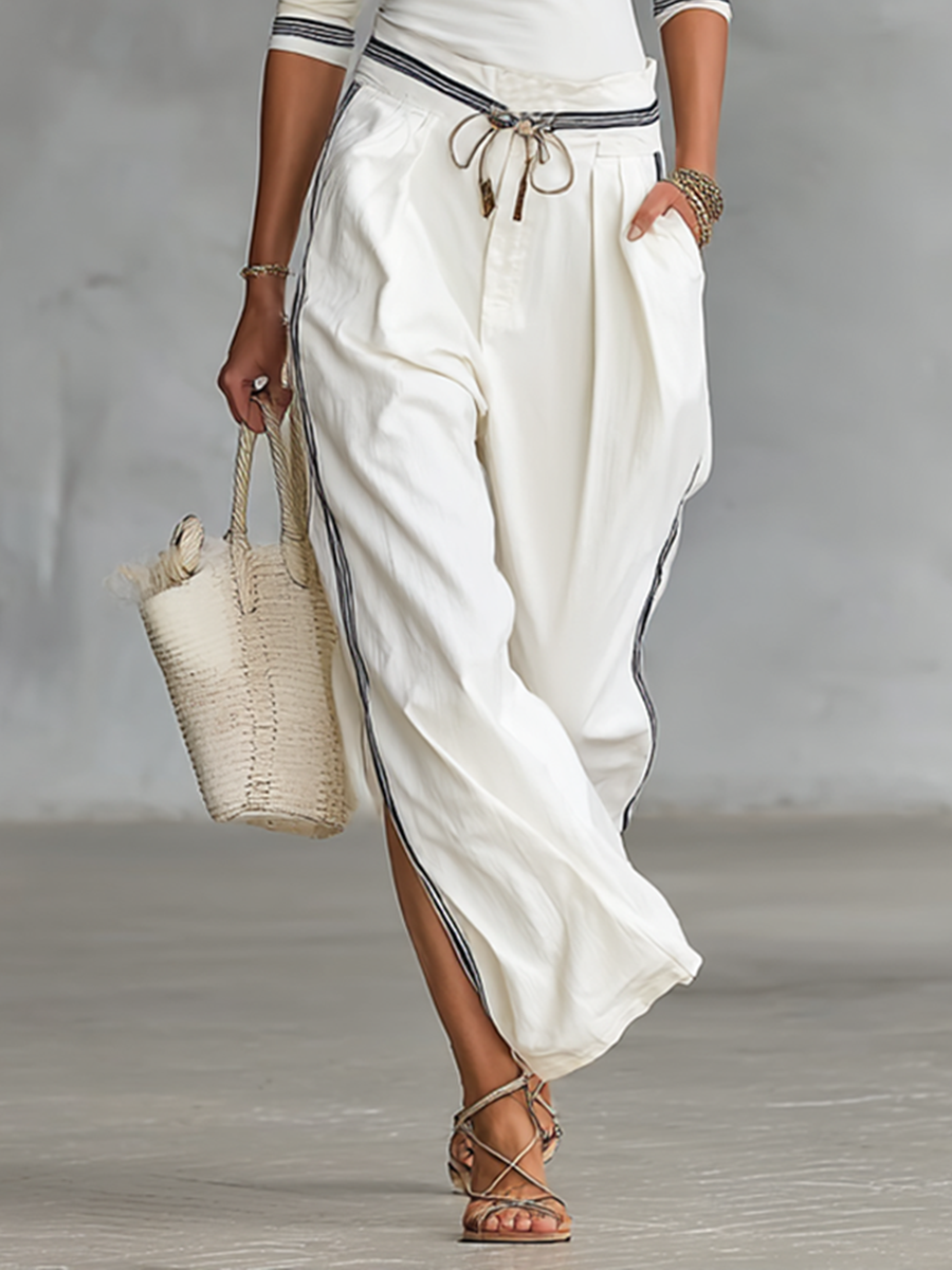 Sport Set Wide-Leg Pants with Drawstring