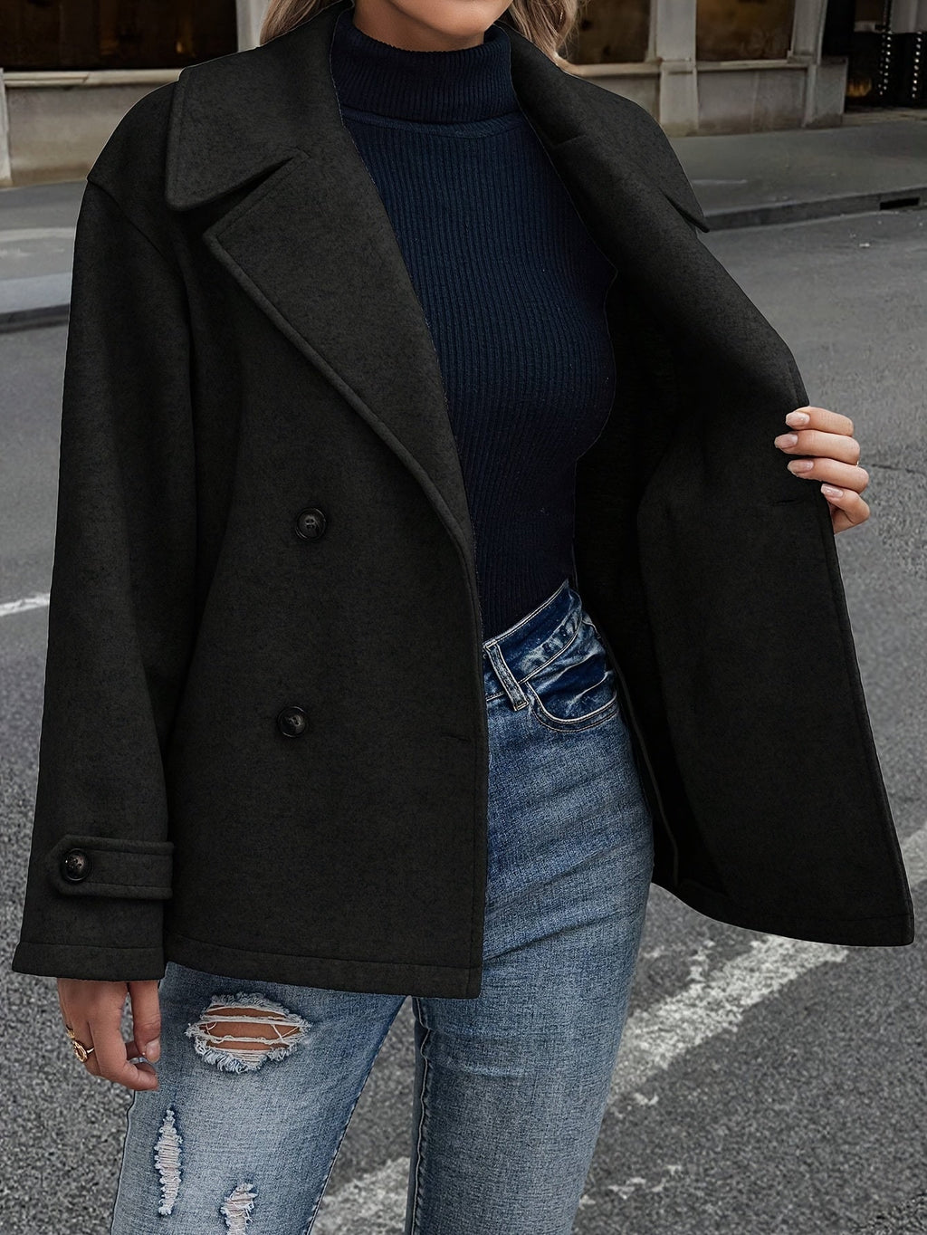 Elise| Stylish Double-Breasted Jacket with Button Details