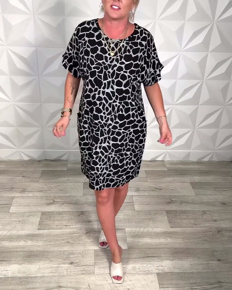 Casual Printed Round Neck Dress