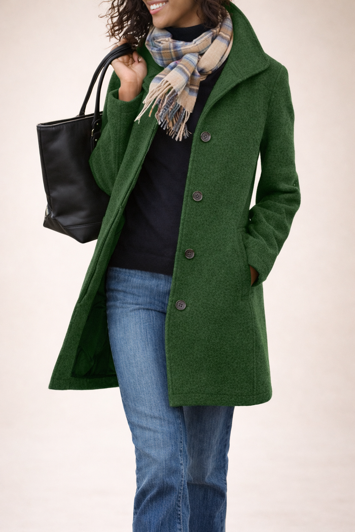 GABRIELA™ - Casual Wool Blend Pea Coat with Single-Breasted Design