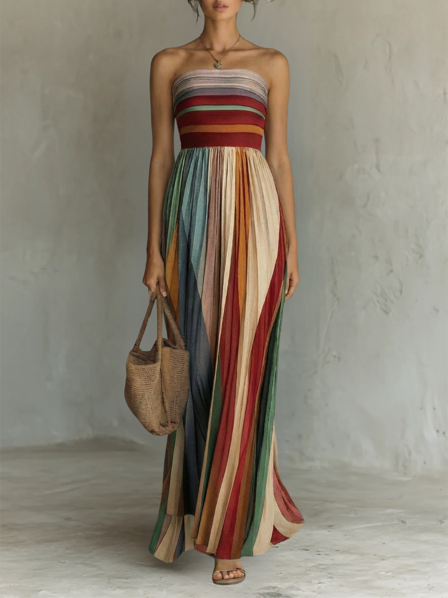 Long colorful sleeveless dress