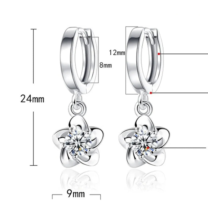 Silver Earrings with Purple and White Cubic Zirconia