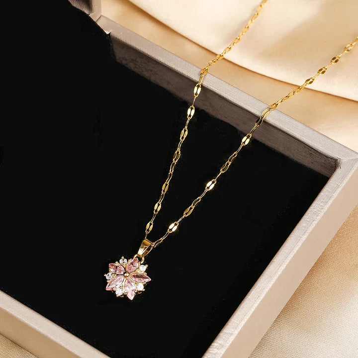 Sakura Romantic Rose Necklace in Stainless Steel