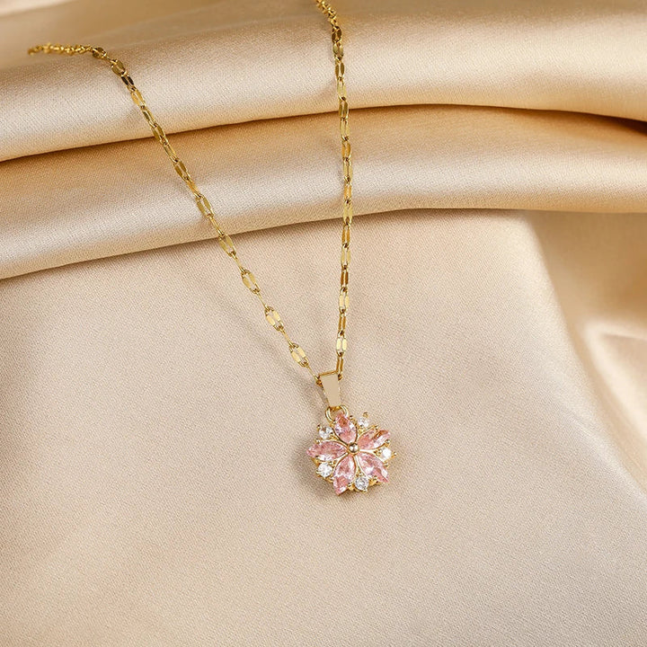 Sakura Romantic Rose Necklace in Stainless Steel