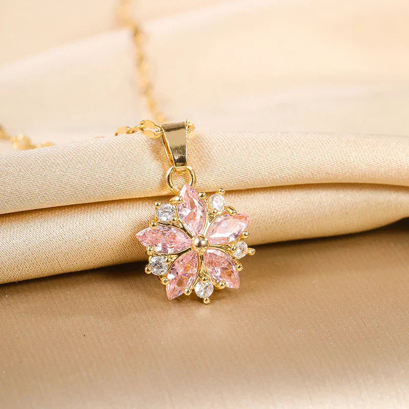 Sakura Romantic Rose Necklace in Stainless Steel