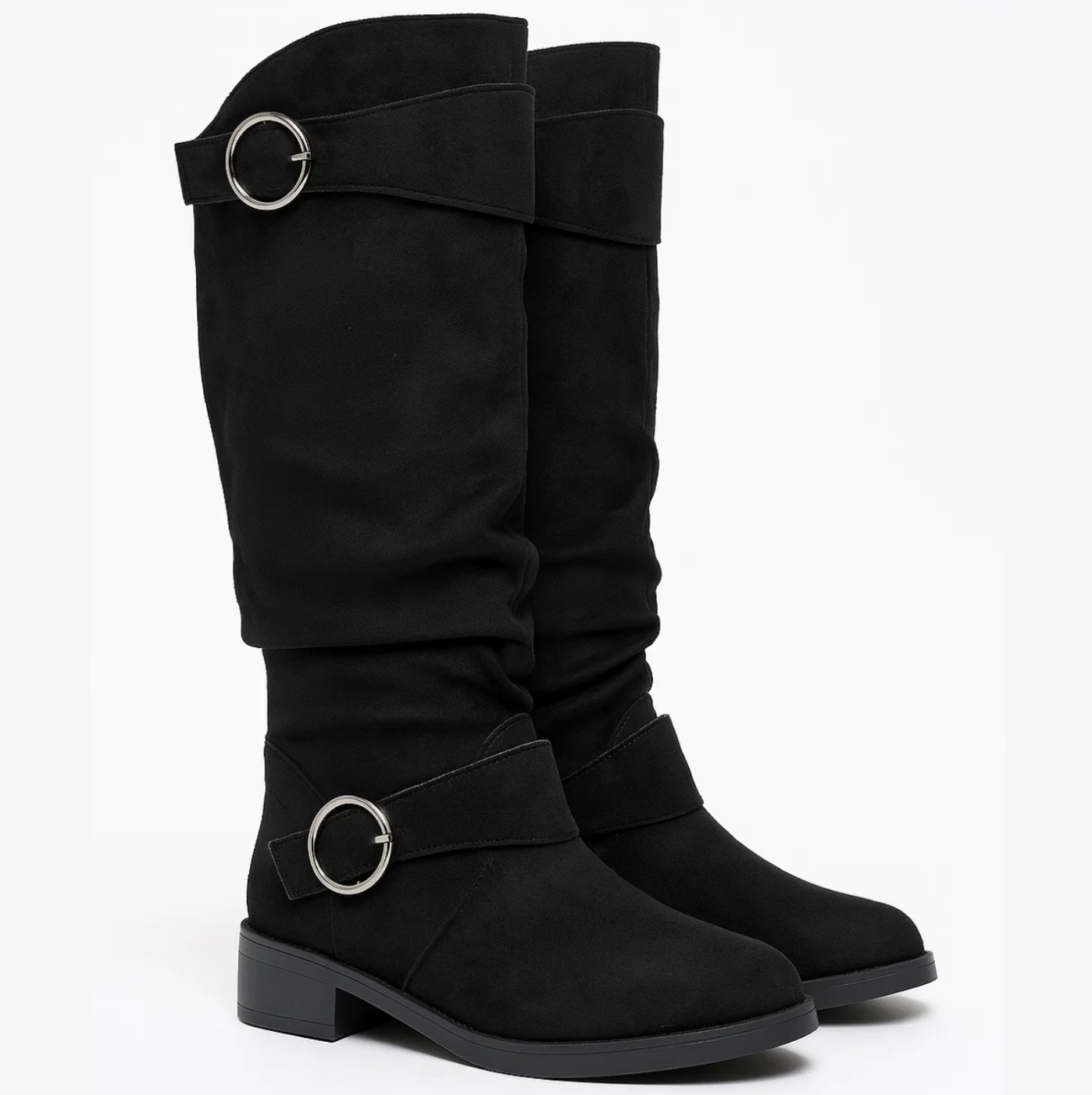 Suede Buckle Boots