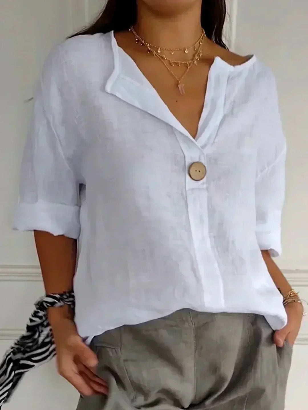 Aria | Casual Short Sleeve V-Neck Blouse