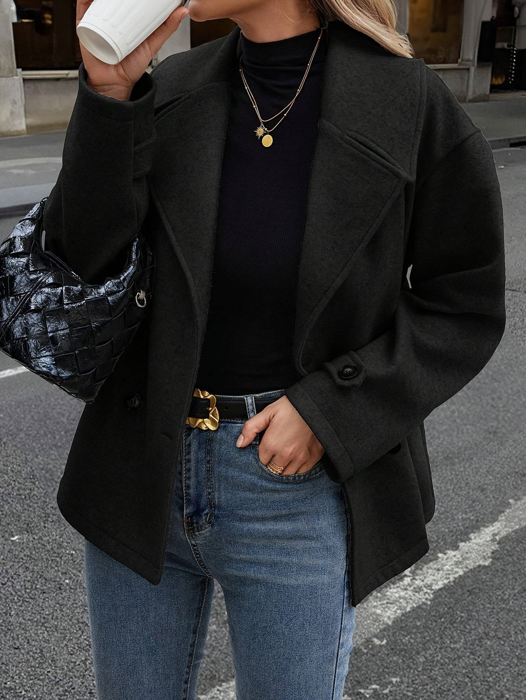 Elise| Stylish Double-Breasted Jacket with Button Details