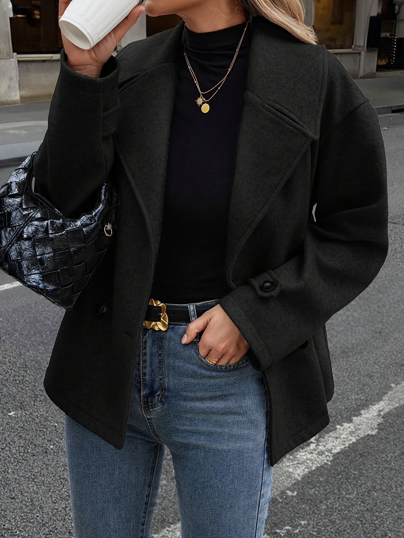 Elise| Stylish Double-Breasted Jacket with Button Details