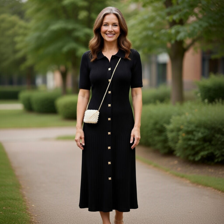 Hailey – Vintage Knit Maxi Shirt Dress