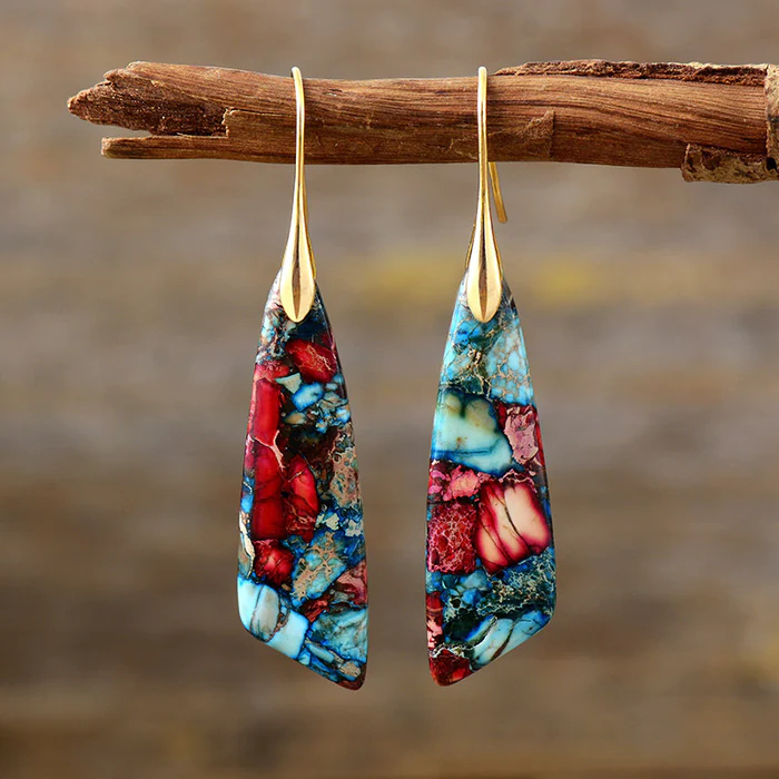 Earrings with colorful stones