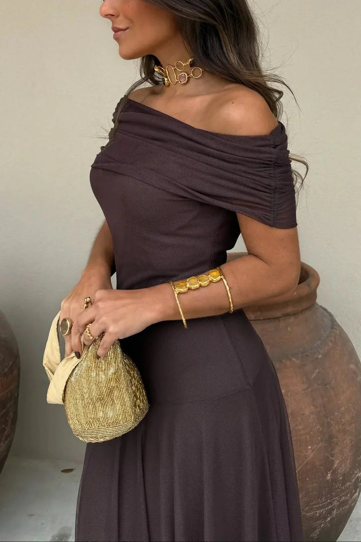 Pleated One-Shoulder Summer Maxi Dress
