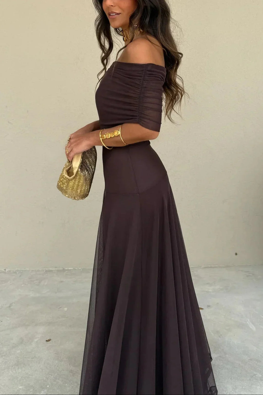 Pleated One-Shoulder Summer Maxi Dress