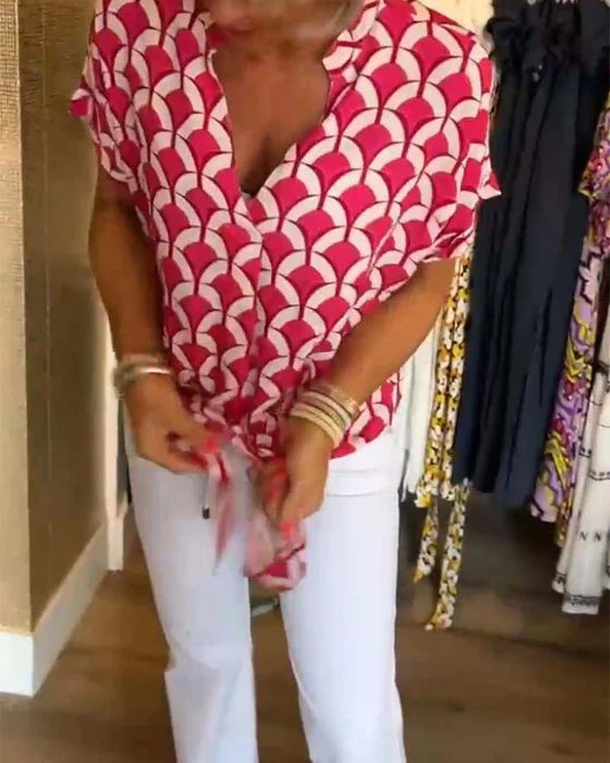 Audrey | Casual Top with Print and V-Neck